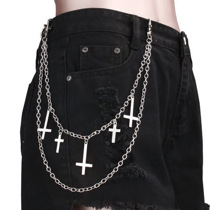 Upside Down Cross Punk Pant Chain