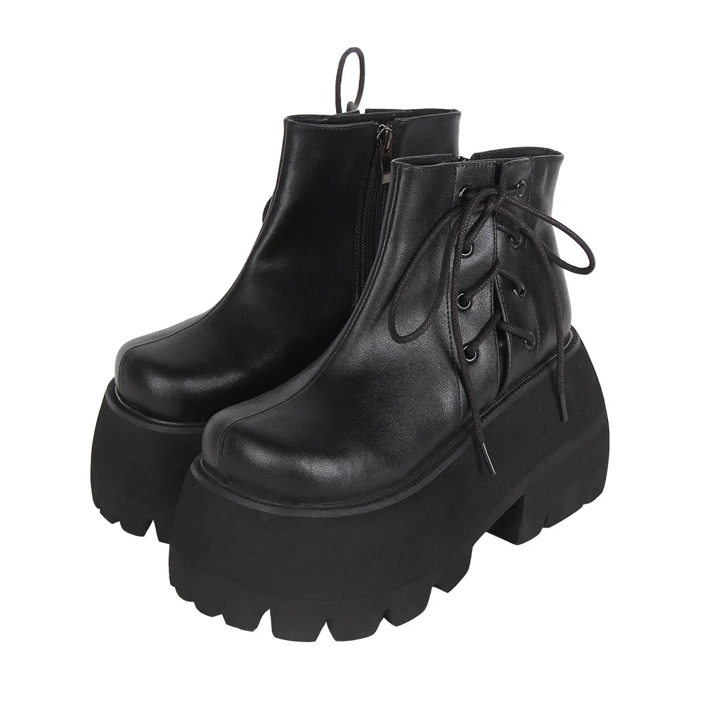 Goth Side Lace Platform Boots