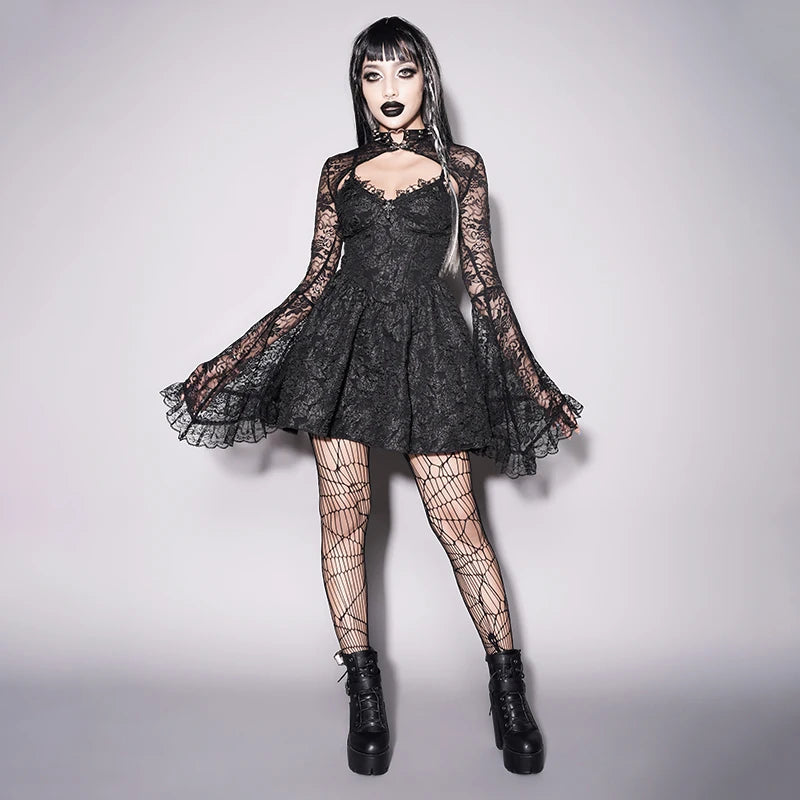 Lace Gothic See Through Black Flare Sleeve Cover