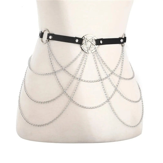 Layer Pentagram Waist Chain Belt