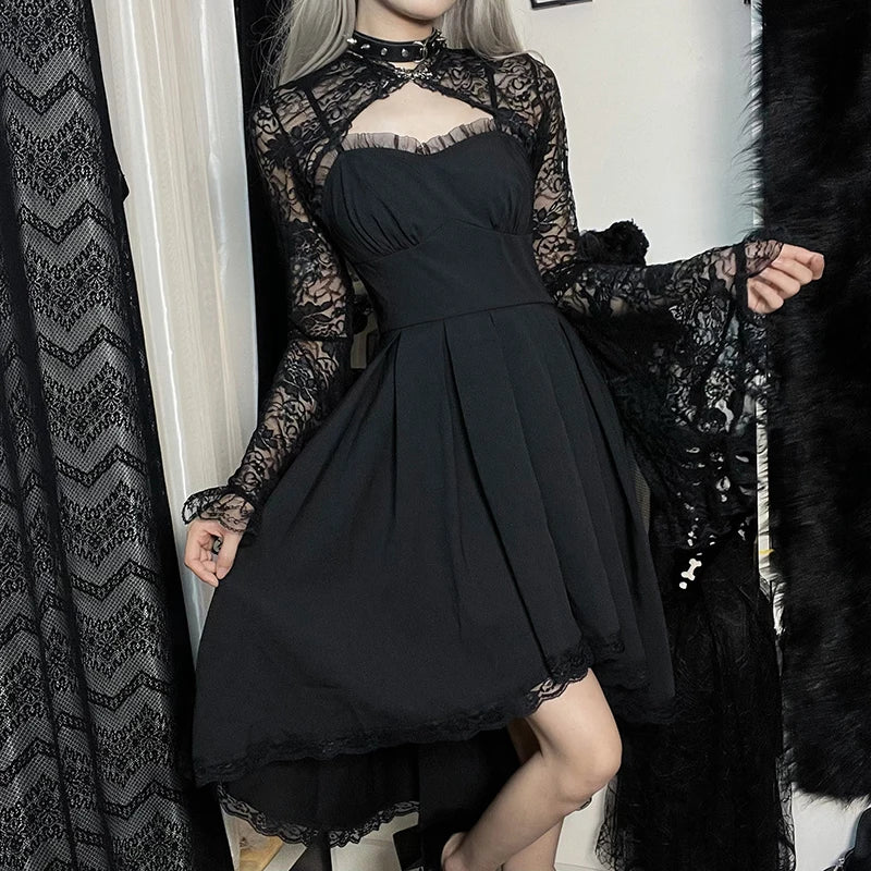 Lace Gothic See Through Black Flare Sleeve Cover