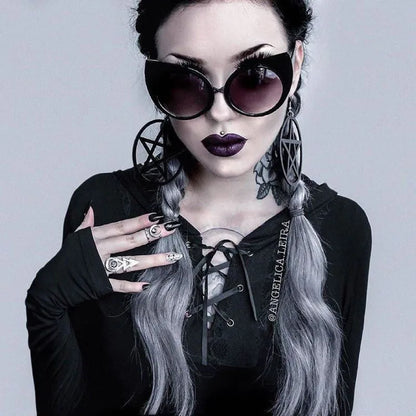 Dark Black Gothic Cat Eyes Sunglasses