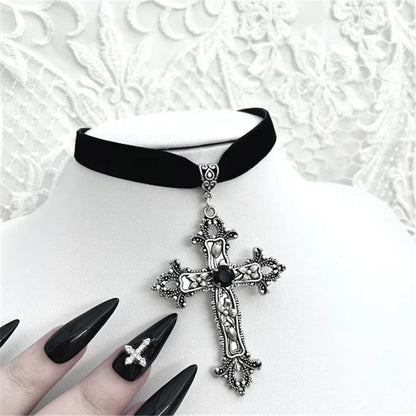 Gothic Vintage Victorian Cross Choker