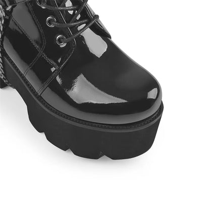 Platform Chain Patent Combat Boots