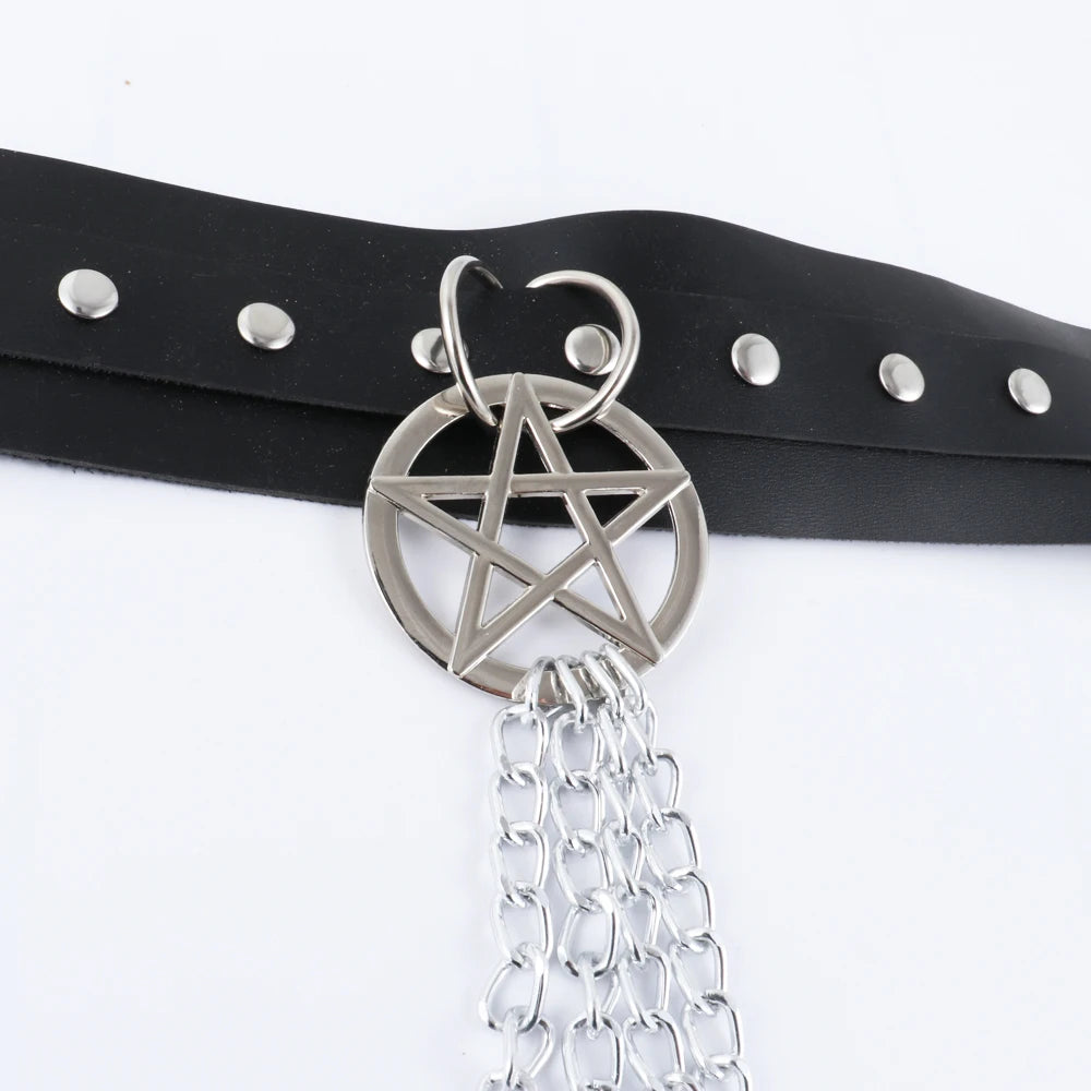 Pentacle Layered Chain Goth Belt