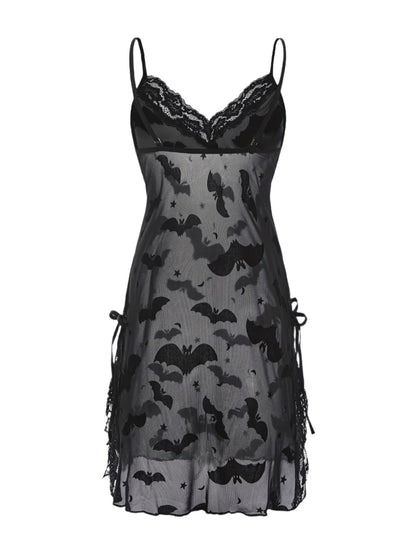 Sexy Bat Lace Trim Sleepwear Dress