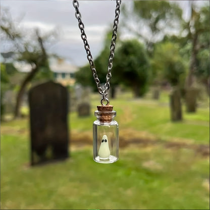 Ghost Bottle Pendant Necklace