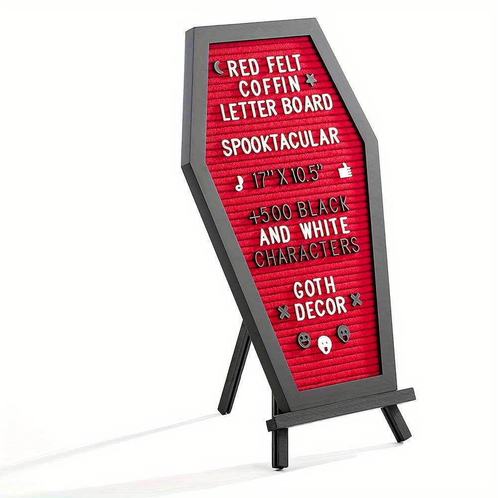 Coffin-Shaped Red Felt Letter Board Set