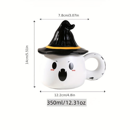 Ghost Mug with Witches Hat Lid