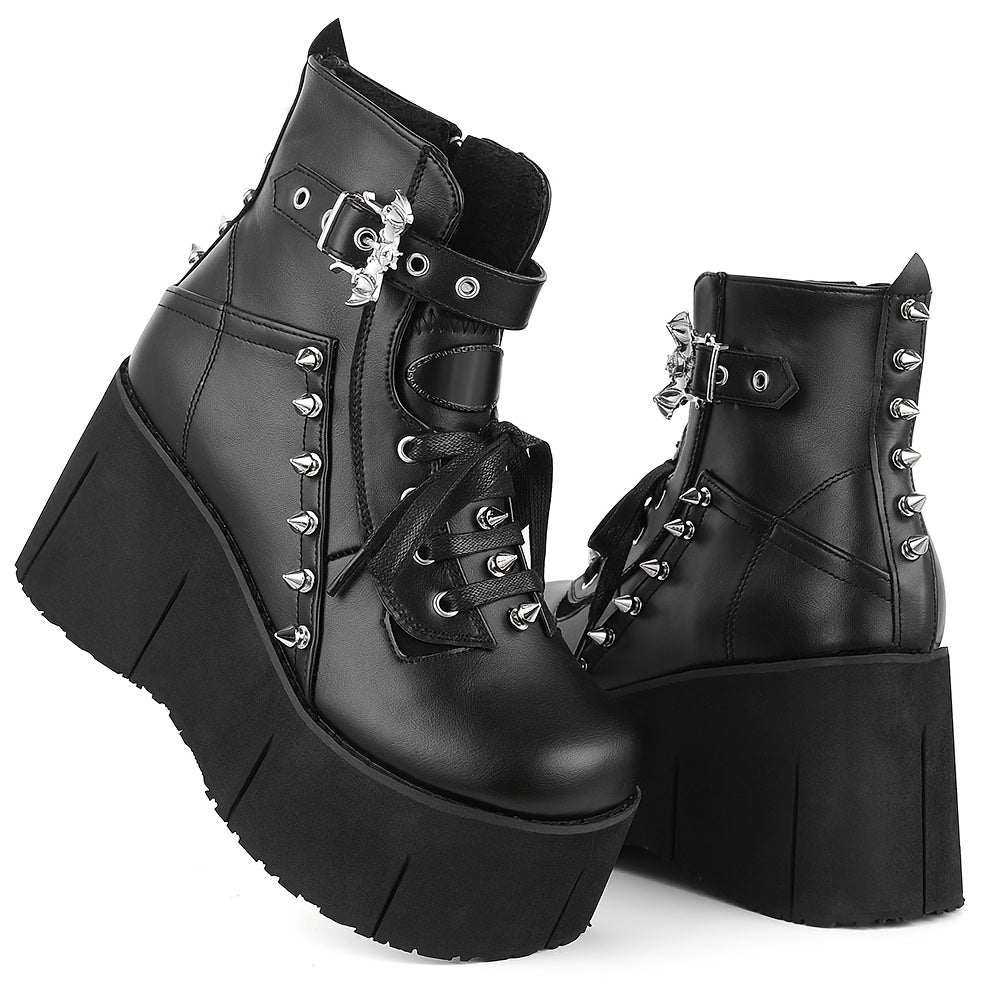 Punk Bat Wedge Platform Boots