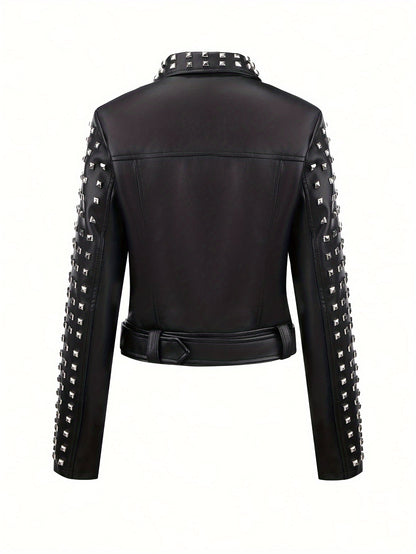 Punk Studded Faux Leather Jacket