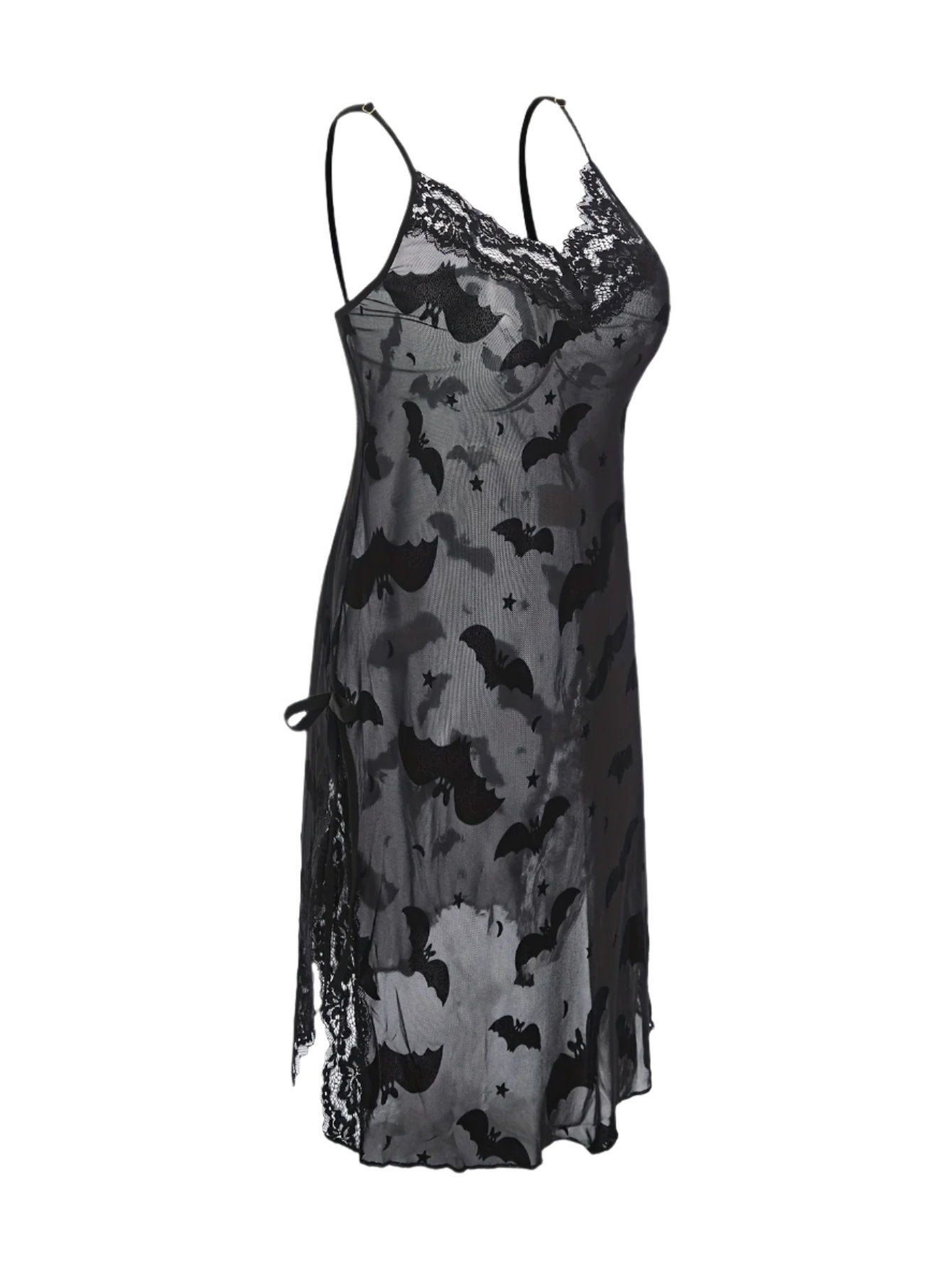 Sexy Bat Lace Trim Sleepwear Dress