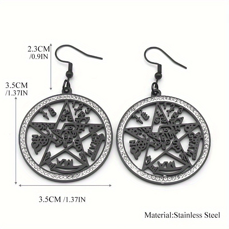 Gothic Witchcraft Dark Pentagram Dangle Earrings