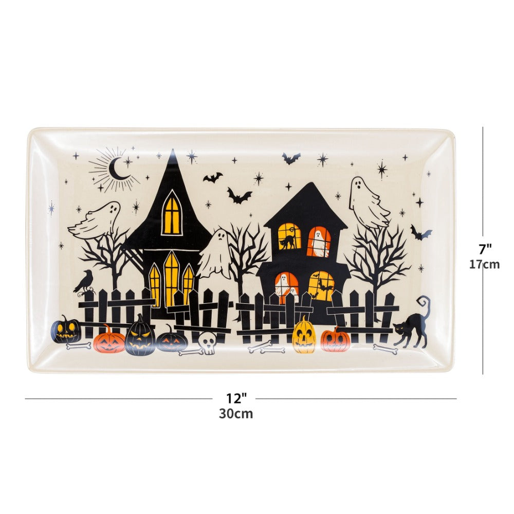 Ceramic Haunted House Serving Tray