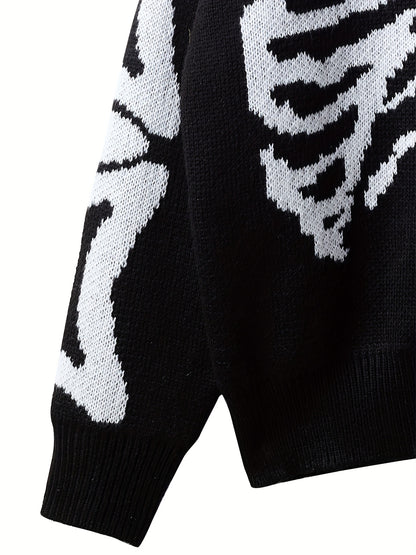 Knitted Skeleton Pattern Sweater