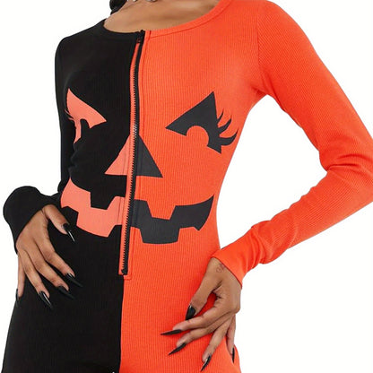 Jack-O-Lantern Contrast Jumpsuit