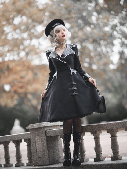 Spiders Web Dark Goth Wool Coat