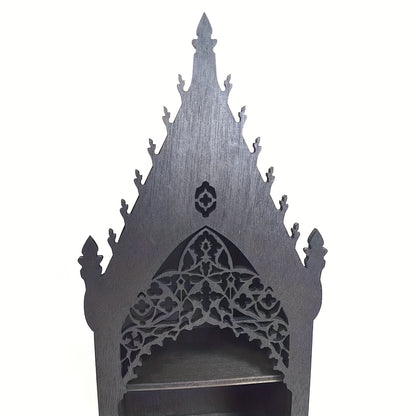 Elegant Black Wooden Gothic Shelf