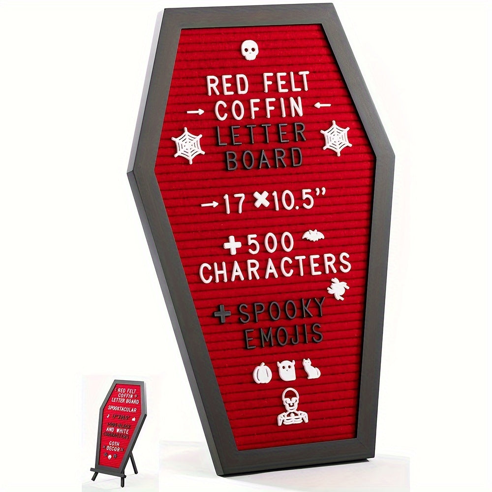 Coffin-Shaped Red Felt Letter Board Set