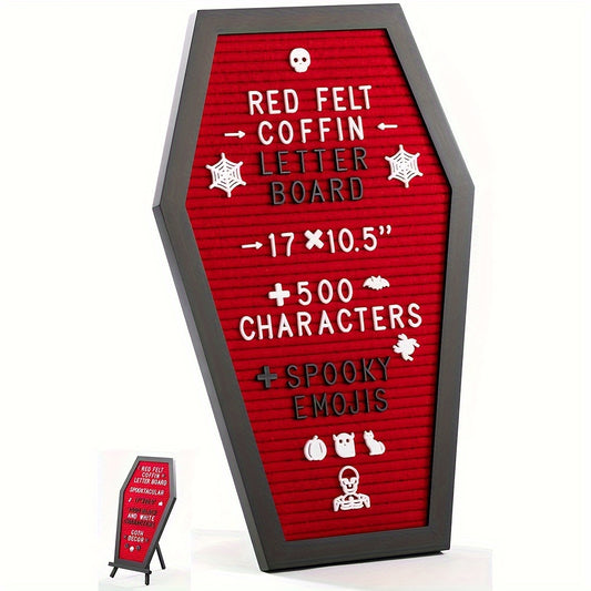 Coffin-Shaped Red Felt Letter Board Set