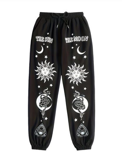 Sun & Moon Print Joggers