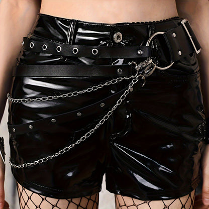 Multilayer Leather and Chain Belt