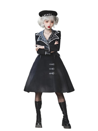 Spiders Web Dark Goth Wool Coat