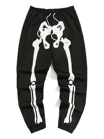 Skeleton Print Drawstring Joggers