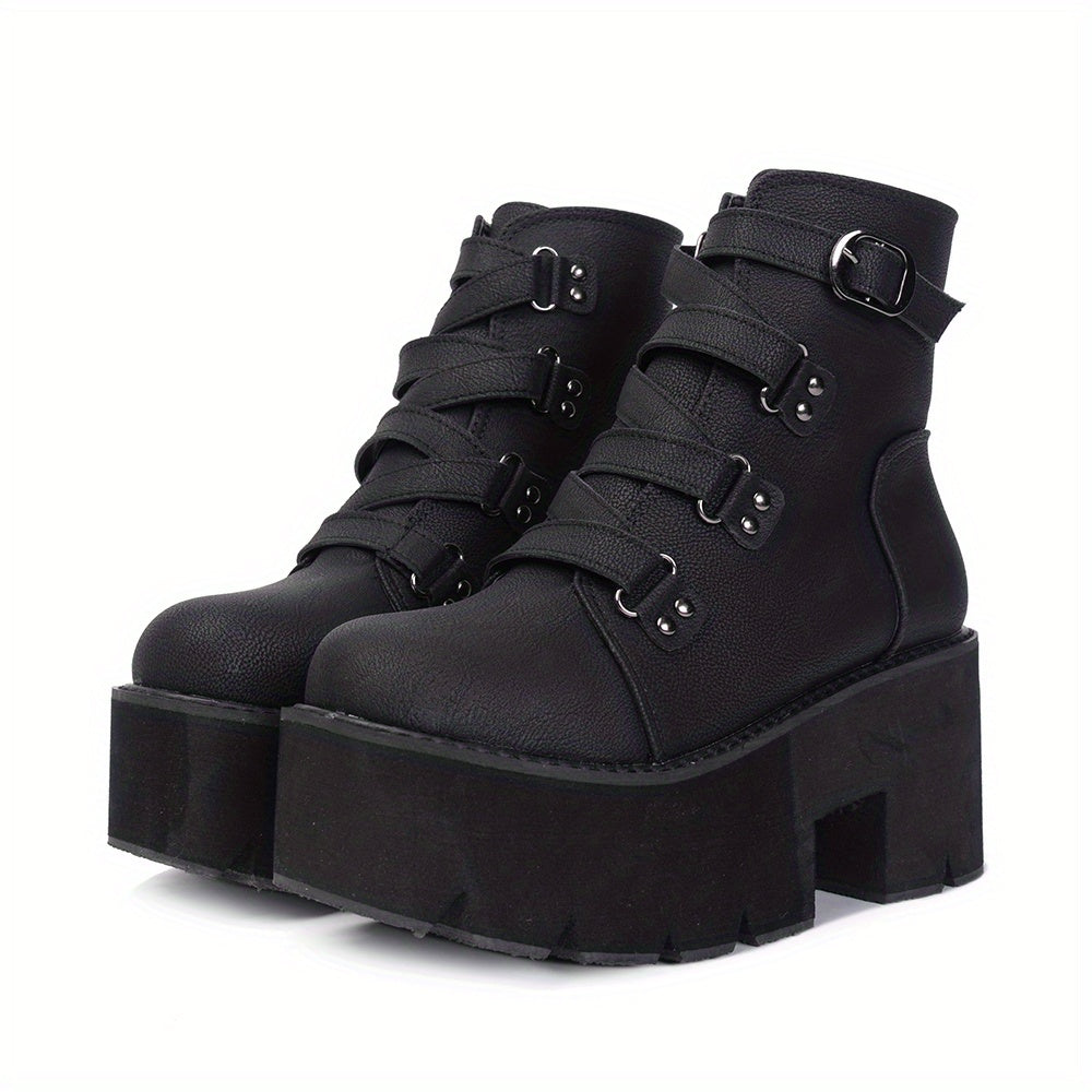 Black Ringed Platform Boots