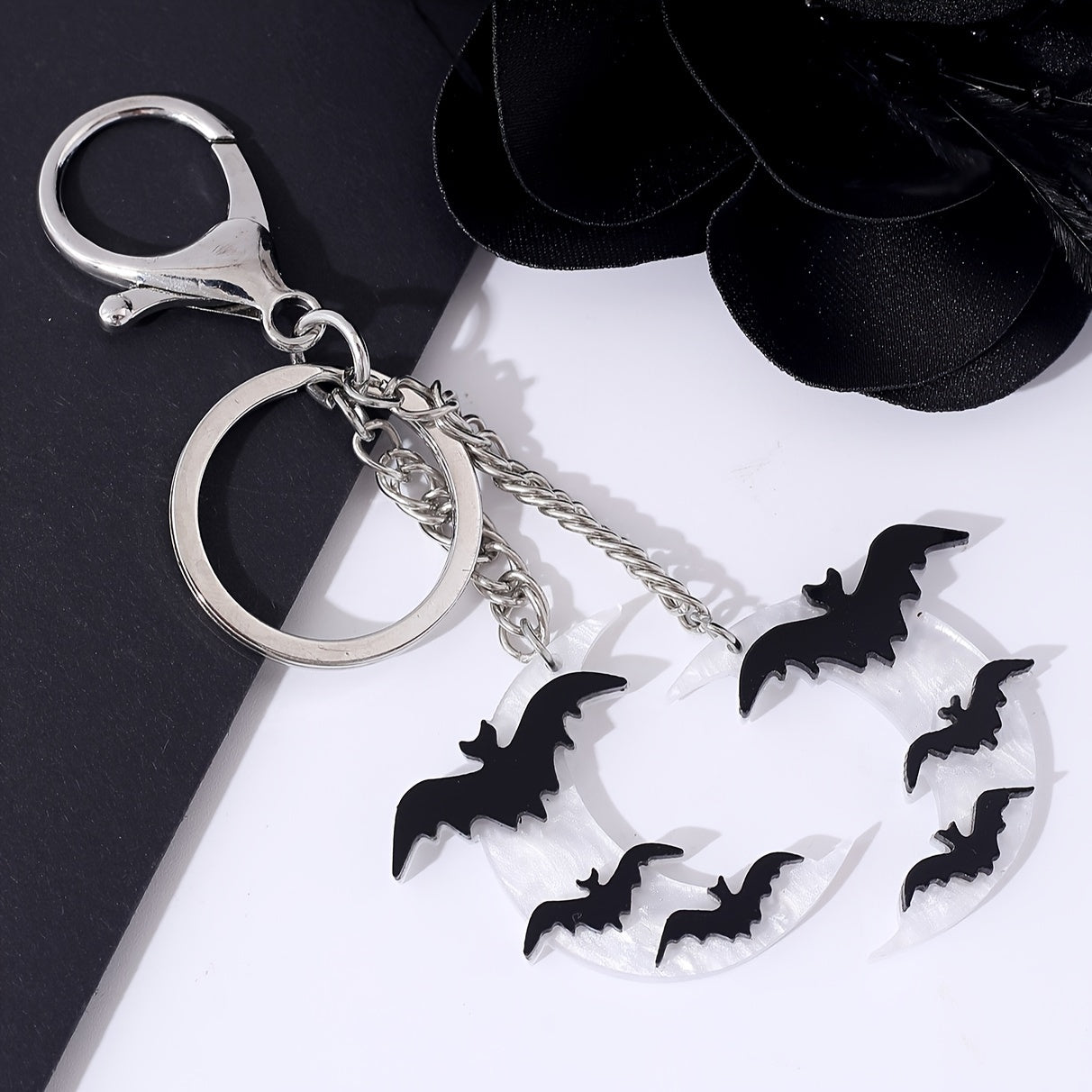 Bat & Moon Keychain