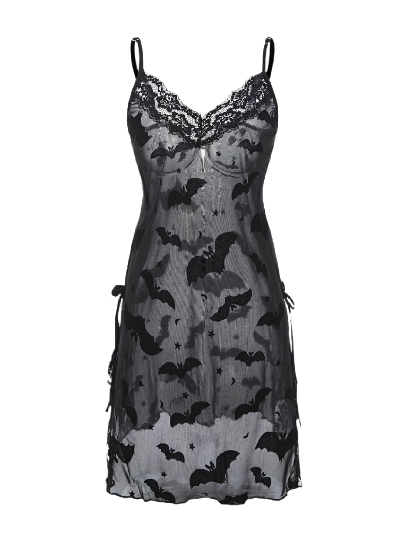 Sexy Bat Lace Trim Sleepwear Dress