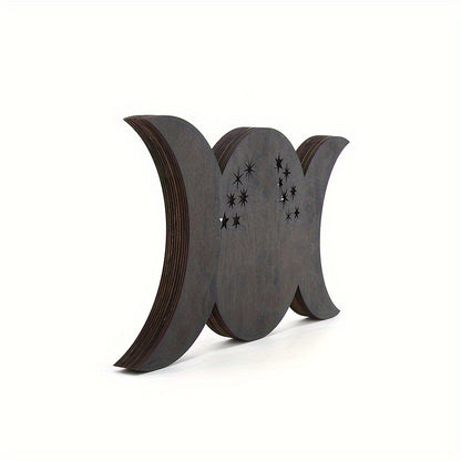 Triple Moon Wooden Shelf