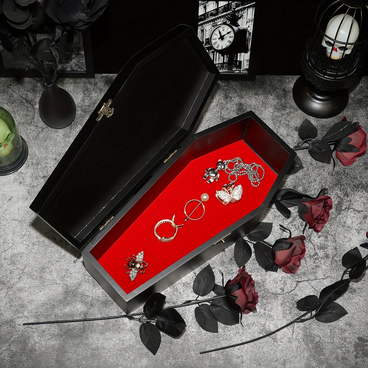 Coffin Organizer Set (Coffin Jewelry Box, Coffin Tray and Coffin Lipstick Holder)