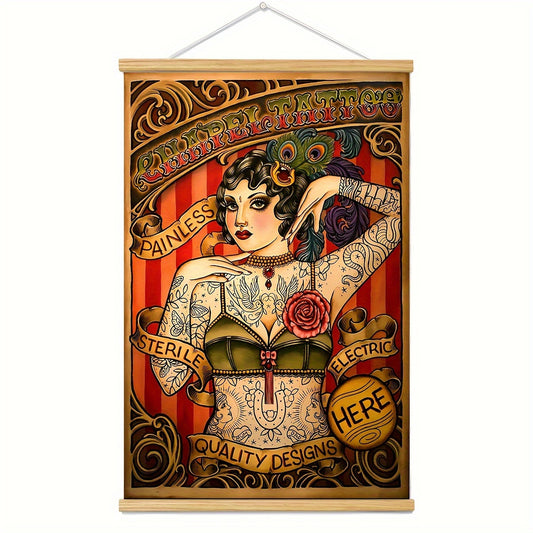 Vintage Tattoo Lady Full Color Poster