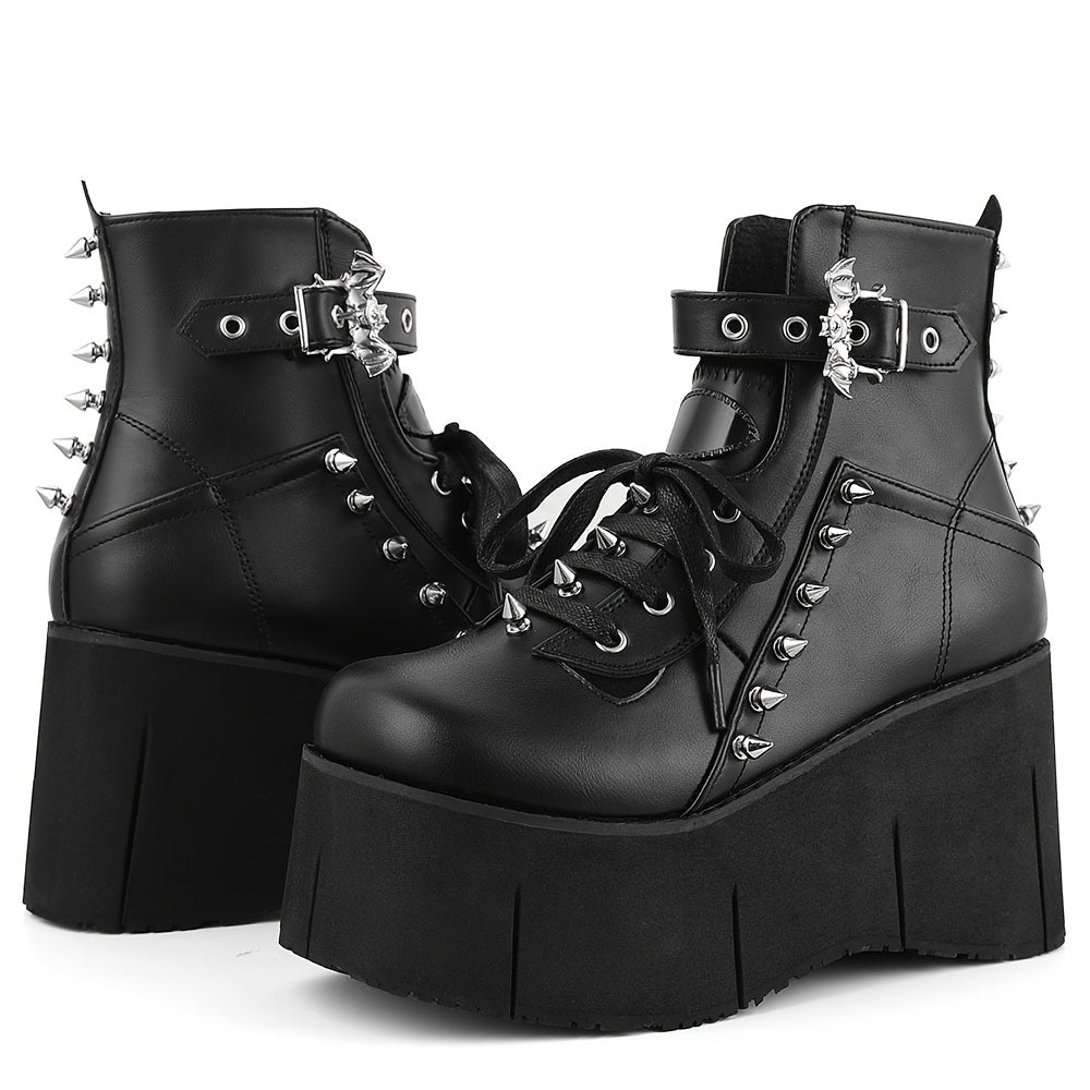 Punk Bat Wedge Platform Boots