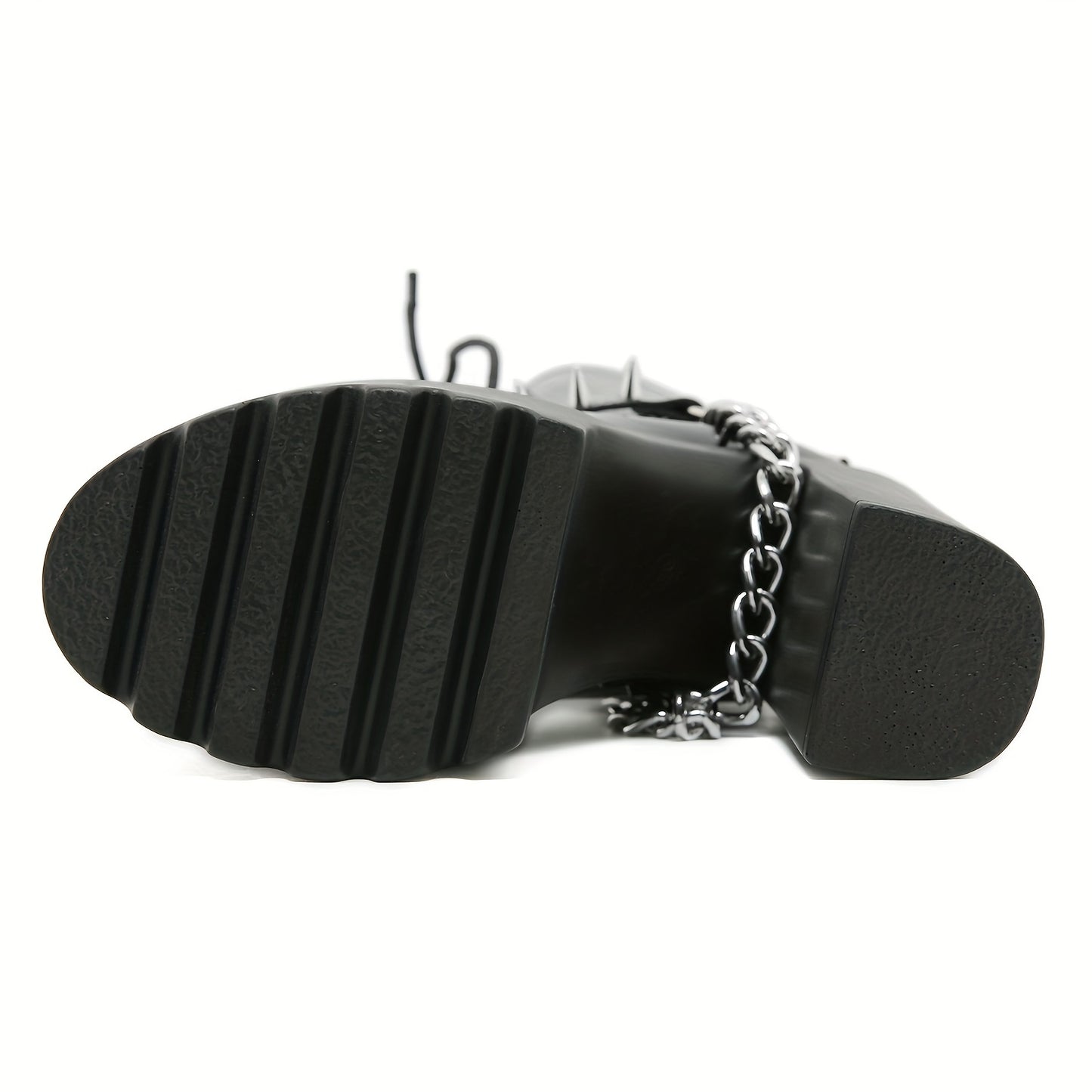 Punk Boots With Crisscross Straps, Chains, Rivets, And Belt Buckles