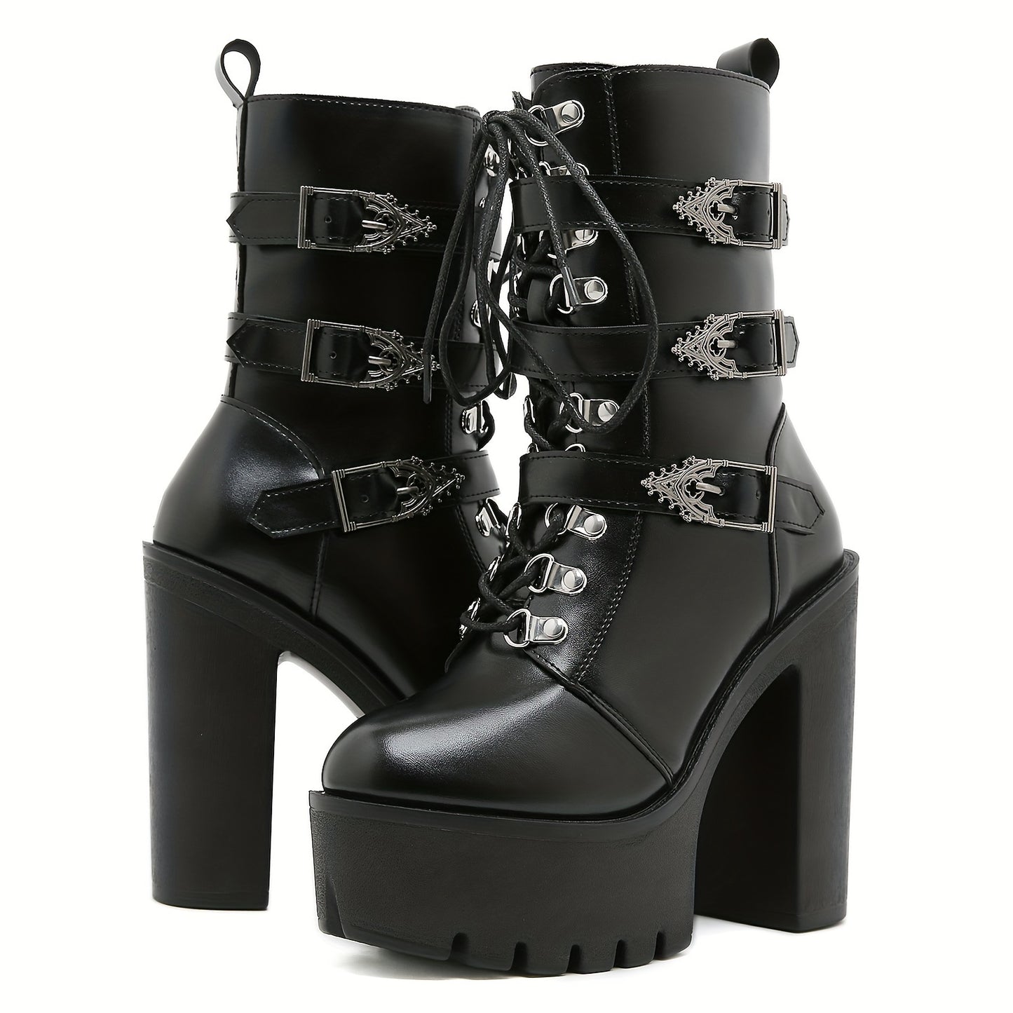 Vintage Gothic Heeled Combat Boots