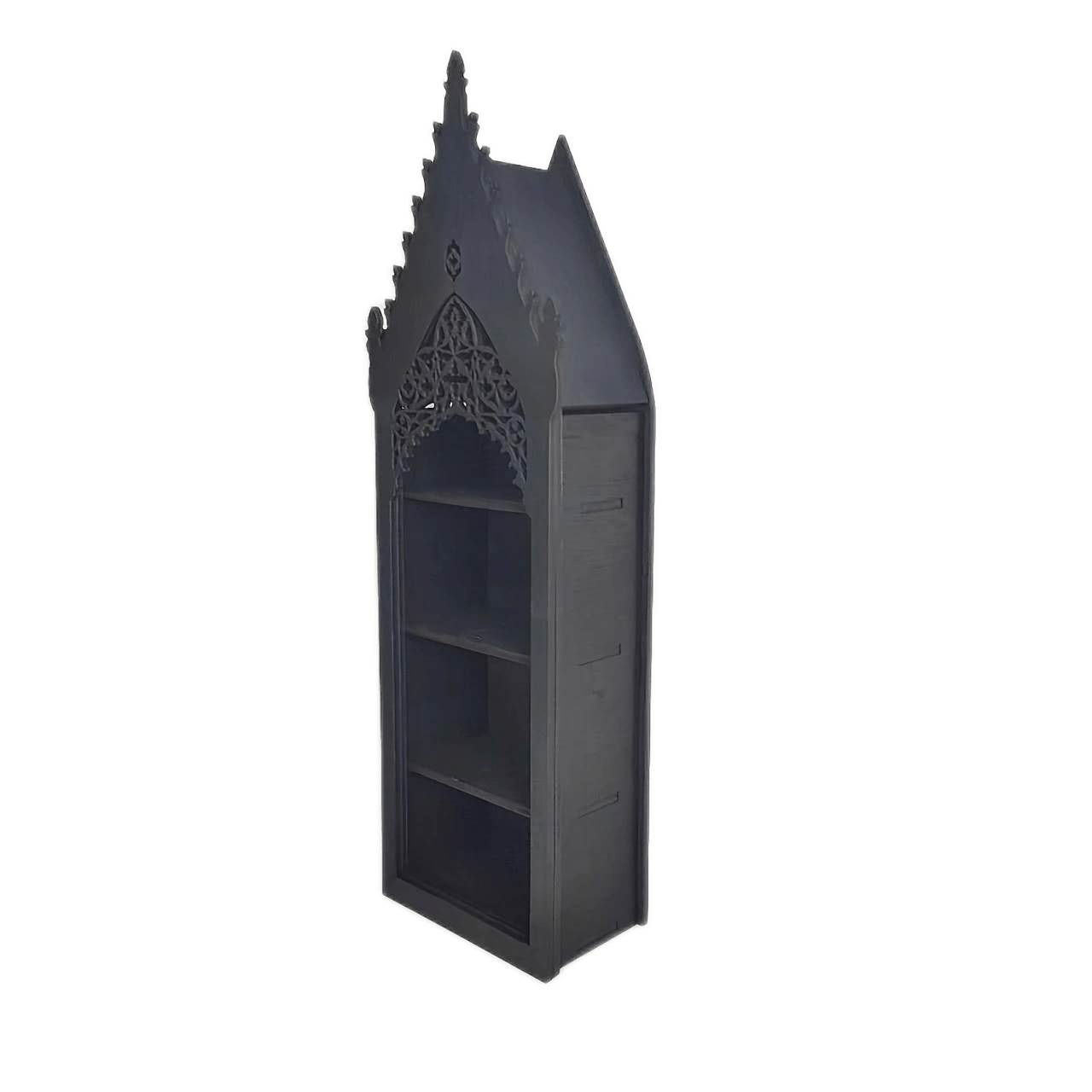 Elegant Black Wooden Gothic Shelf